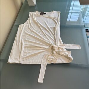 NEW J. Jill Blouse Cream Wrap Front Sleeveless Top with Tie Detail Size XL